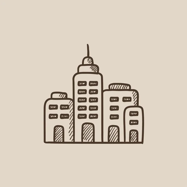 Bostadsbyggnader skiss ikon. — Stock vektor
