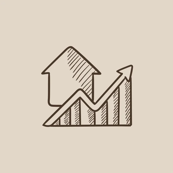 Graph of real estate prices growth sketch icon. — Stock Vector