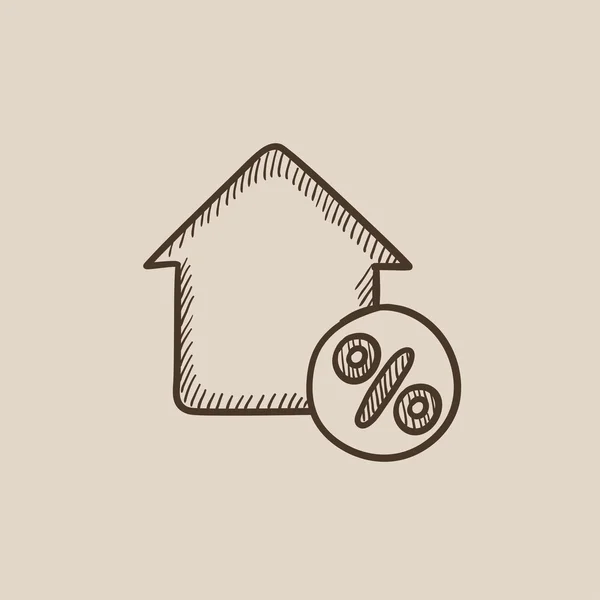 House with discount tag sketch icon. — Stock Vector