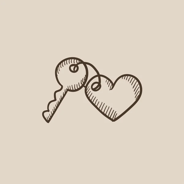 Tretka pro klíče jako ikonu skica srdce. — Stockový vektor