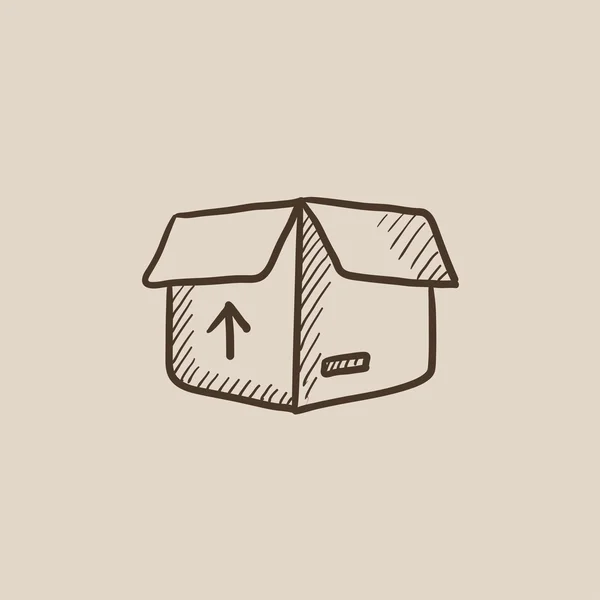 Icona dello schizzo della scatola del pacchetto del cartone . — Vettoriale Stock