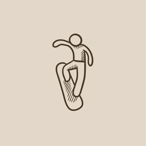 Muž snowboardovou ikonu skica. — Stockový vektor