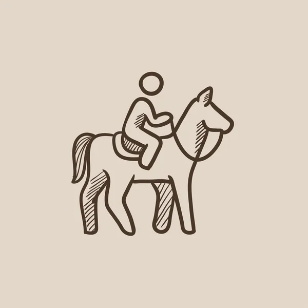 Horse riding sketch icon. — Stock Vector