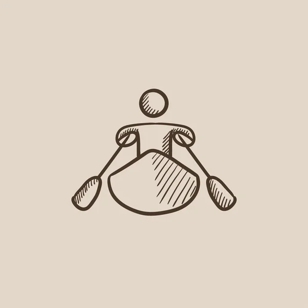 Hombre kayak icono de boceto . — Archivo Imágenes Vectoriales