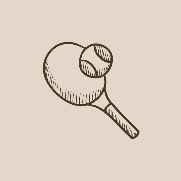 Икона теннисной ракетки и наброска мяча . — стоковый вектор
