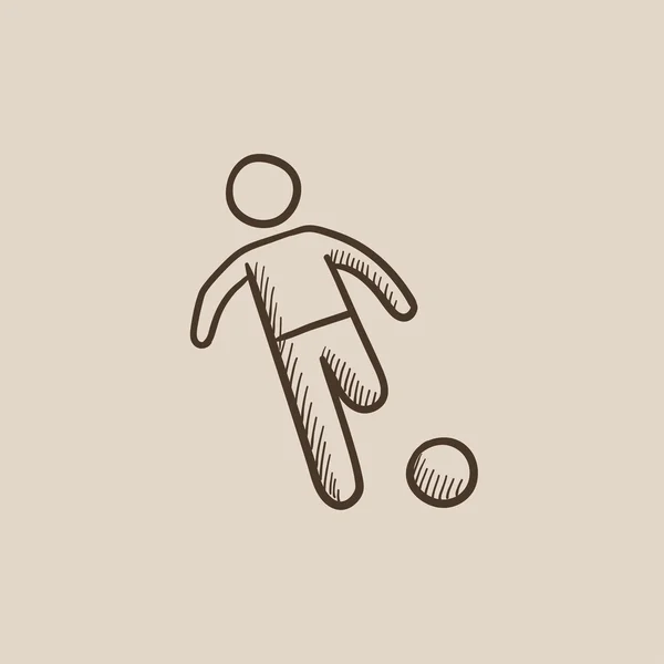 Jugador de fútbol con icono de bosquejo de pelota . — Archivo Imágenes Vectoriales