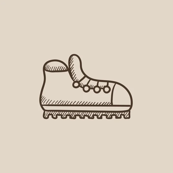 Hiking boot with crampons sketch icon. — Stock Vector