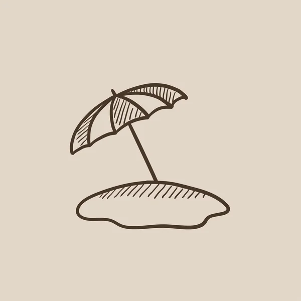 Beach umbrella sketch icon. — Stock Vector