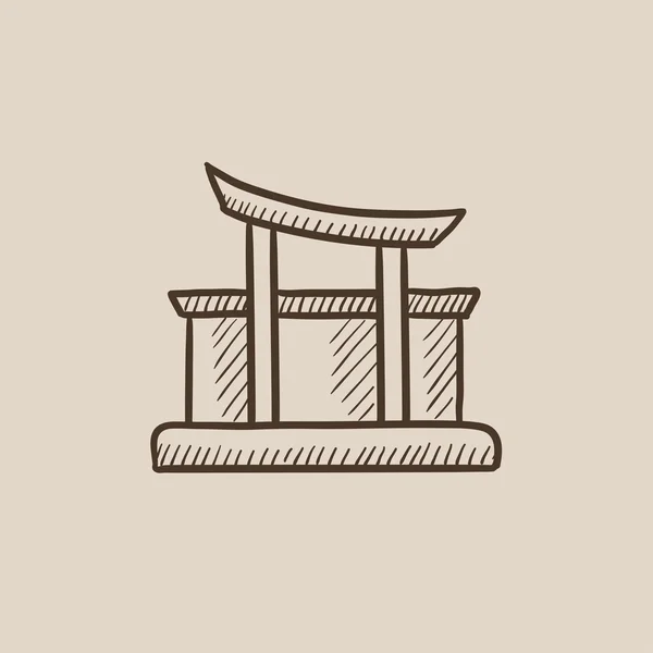 Torii gate skizze icon. — Stockvektor