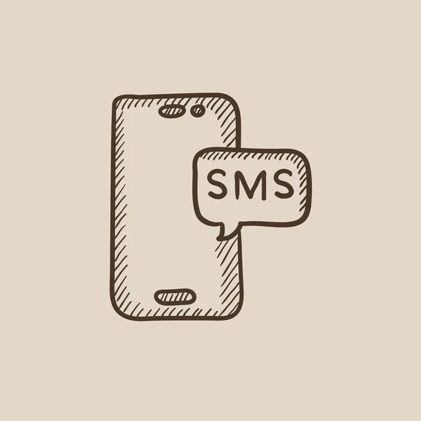 Smartphone with message sketch icon. — Stock Vector