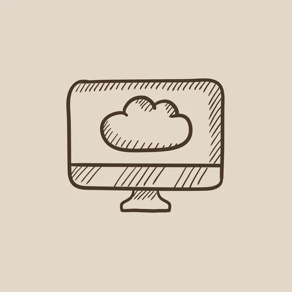 Cloud computing skiss ikon. — Stock vektor