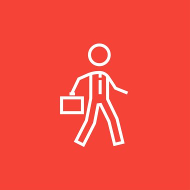 Evrak Çantası'nı satırı simgesi ile yürüyüş işadamı.