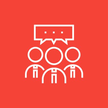 İnsanlarla konuşma kare üzerinde onların kafaları satırı simgesi.