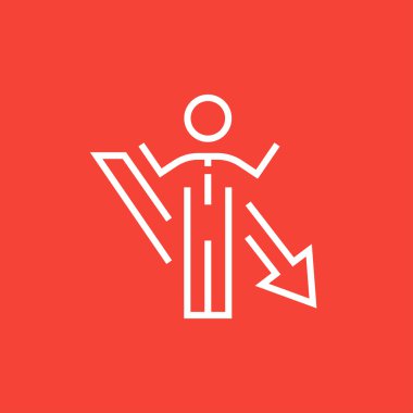 Businessman with arrow down line icon.