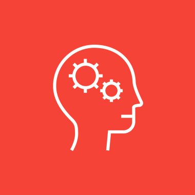 Vites çizgisi simgesi olan insan kafası.