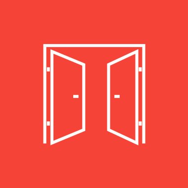 Open doors line icon.