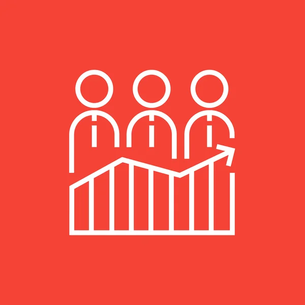 Businessmen standing on profit graph line icon. — Stock vektor