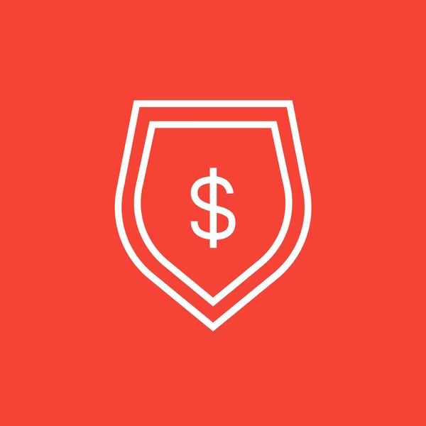 Escudo com símbolo de dólar ícone de linha . — Vetor de Stock