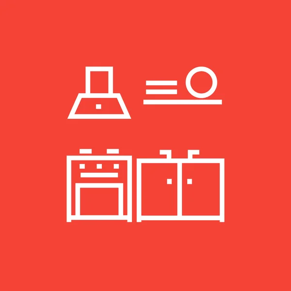 Kitchen interior line icon. — Stock Vector