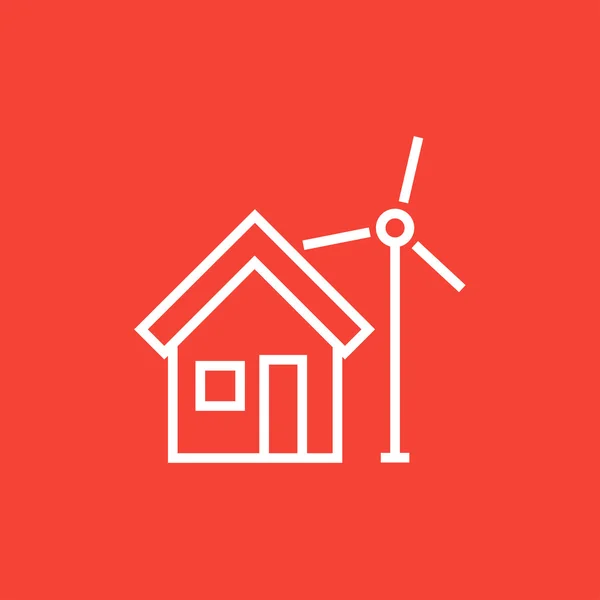 House with windmill line icon. — Stock Vector