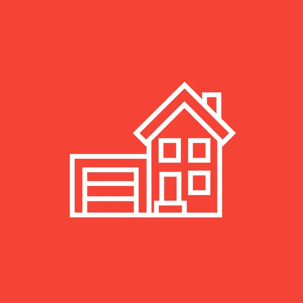House with garage line icon. — Stock Vector