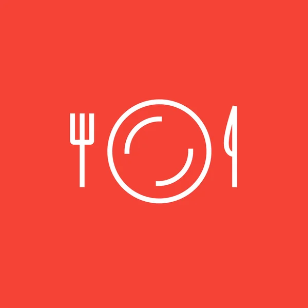 Assiette avec icône de ligne de couverts . — Image vectorielle