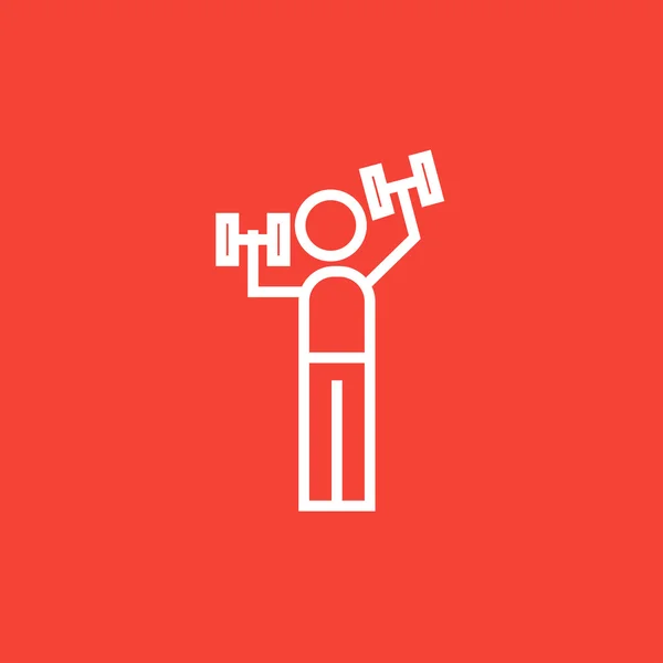 Man exercising with dumbbells line icon. — Stock Vector