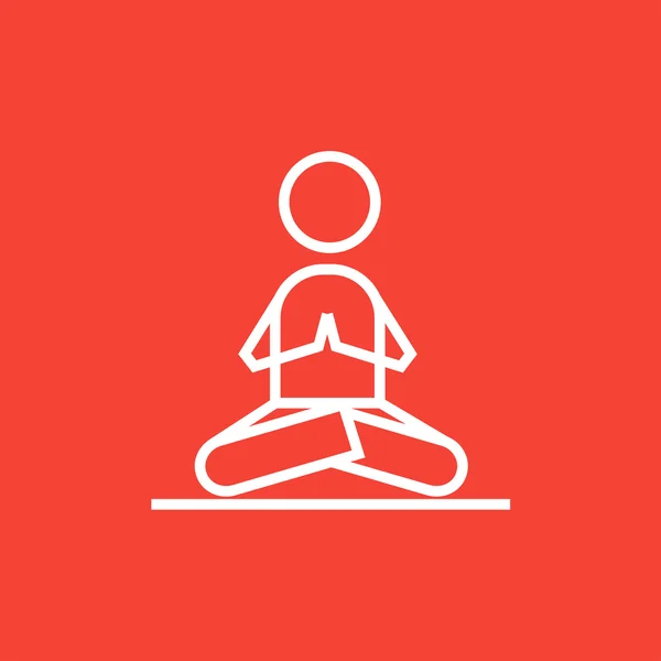 Man meditating in lotus pose line icon. — Stock Vector