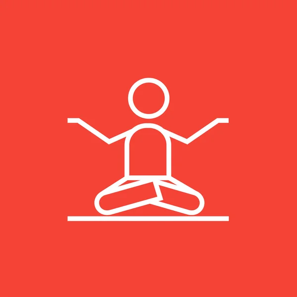 Hombre meditando en el icono de la línea de pose de loto . — Vector de stock