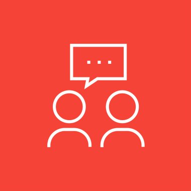 İnsanlarla konuşma kare üzerinde onların kafaları satırı simgesi.