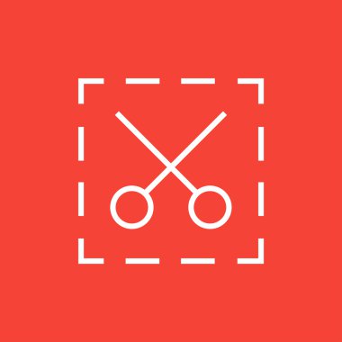 Makas ile noktalı çizgiler satırı simgesi.