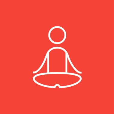 Lotus poz çizgisi simgesinde meditasyon adam.
