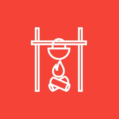 Kazan kamp ateşi satırı simgesi üzerinde pişirme.