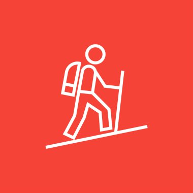 Turist backpacker satırı simgesi.