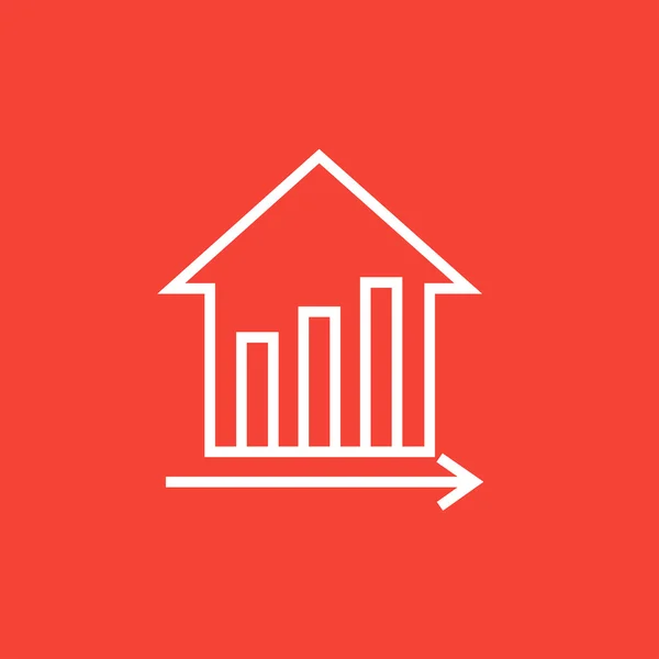 Graph of real estate prices growth line icon. — Wektor stockowy