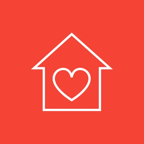 Maison avec icône de ligne de symbole de coeur . — Image vectorielle