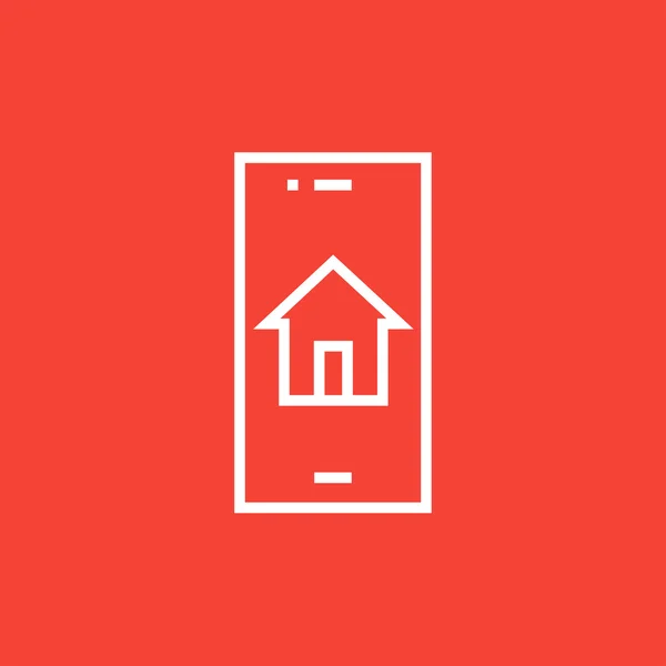 Property search on mobile device line icon. — Stock Vector
