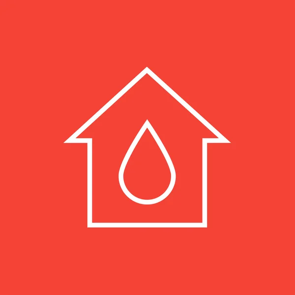 Casa con icona linea di goccia d'acqua . — Vettoriale Stock