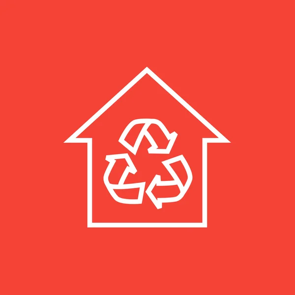 Casa con icono de línea de símbolo de reciclaje . — Archivo Imágenes Vectoriales