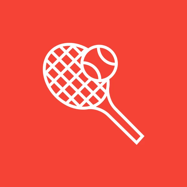 Raquete de tênis e ícone de linha de bola . — Vetor de Stock