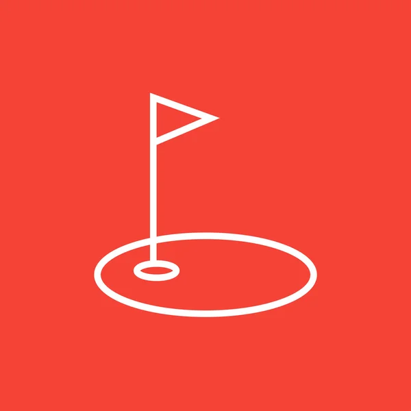 Agujero de golf con bandera icono de línea . — Vector de stock