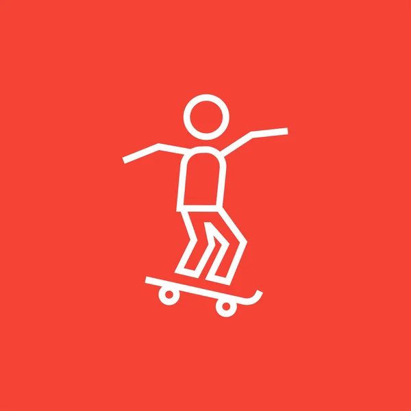 男子骑单车滑板线图标. — 图库矢量图片