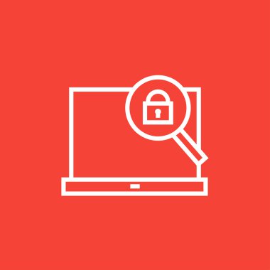 Laptop ve Büyüteç camı satırı simgesi.