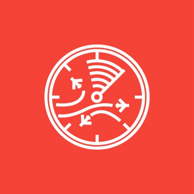 Radar ekranı ile uçak satırı simgesi.