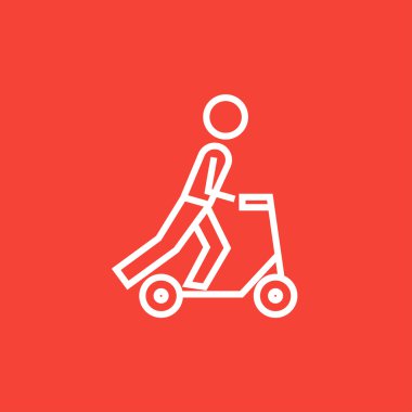 Adam sürme tekme scooter satırı simgesi.