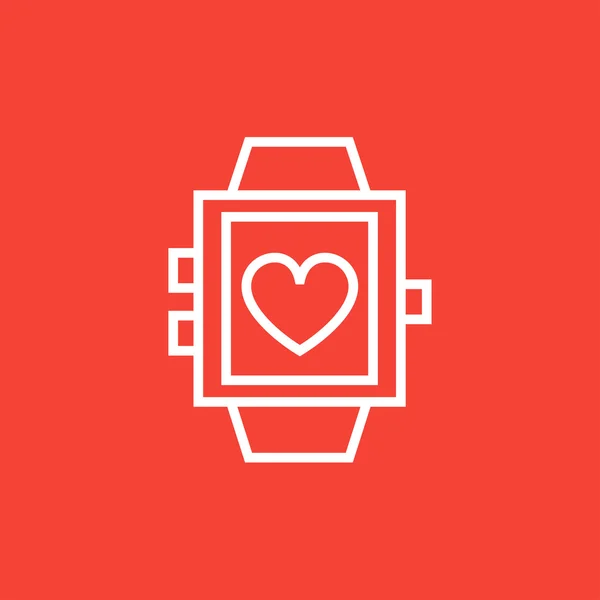 Smartwatch with heart sign line icon. — Stock Vector