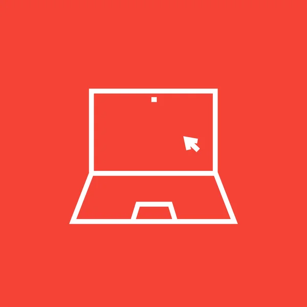 Laptop met cursor lijn pictogram. — Stockvector