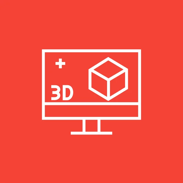 Monitor de computadora con icono de línea de caja 3D . — Vector de stock