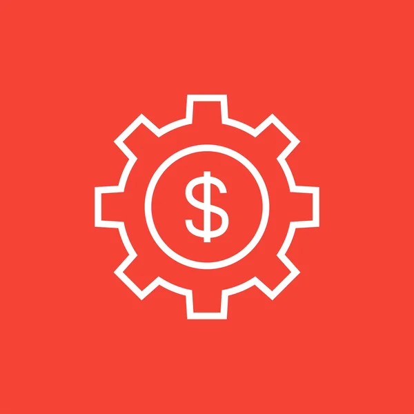 Engranaje con símbolo de dólar icono de línea . — Vector de stock
