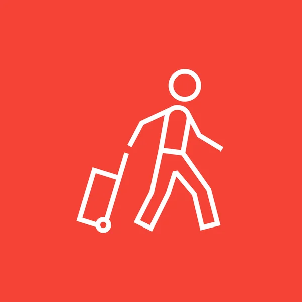 Homme avec icône de ligne de valise . — Image vectorielle